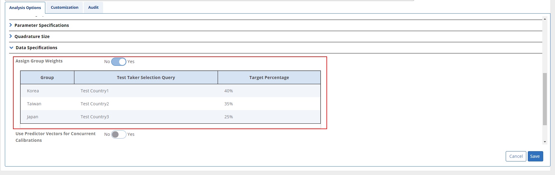 Request Details Calibration Data Specs Edit